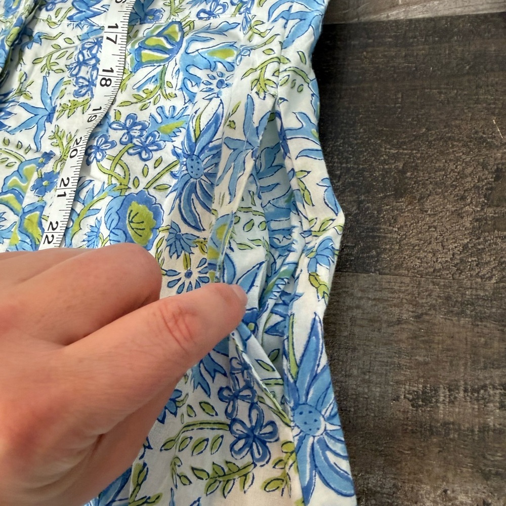 LIVRO Blue Floral Cotton Maxi Dress | Long Sleeve Button Front | India Made‎ | S - Picture 5 of 8